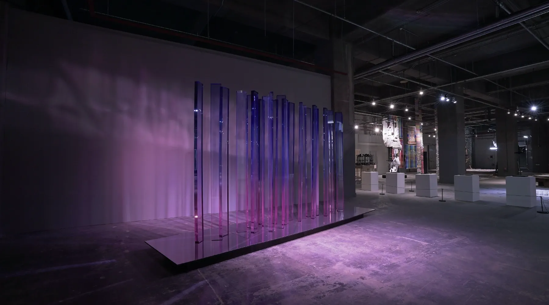 Violet acrylic installation, exhibition view